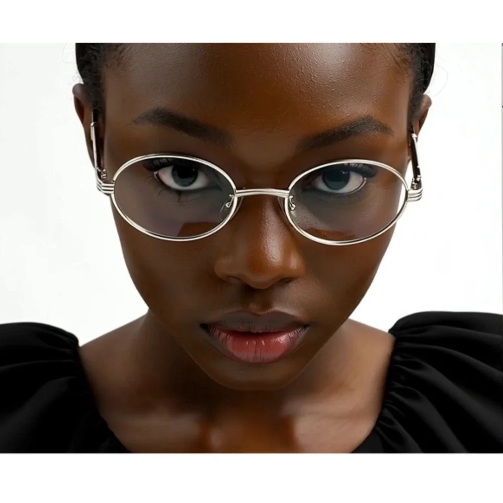Luxury Narrow Women Wire Frame Oval‎ Unisex Trendy Retro Vintage 90's Frameless